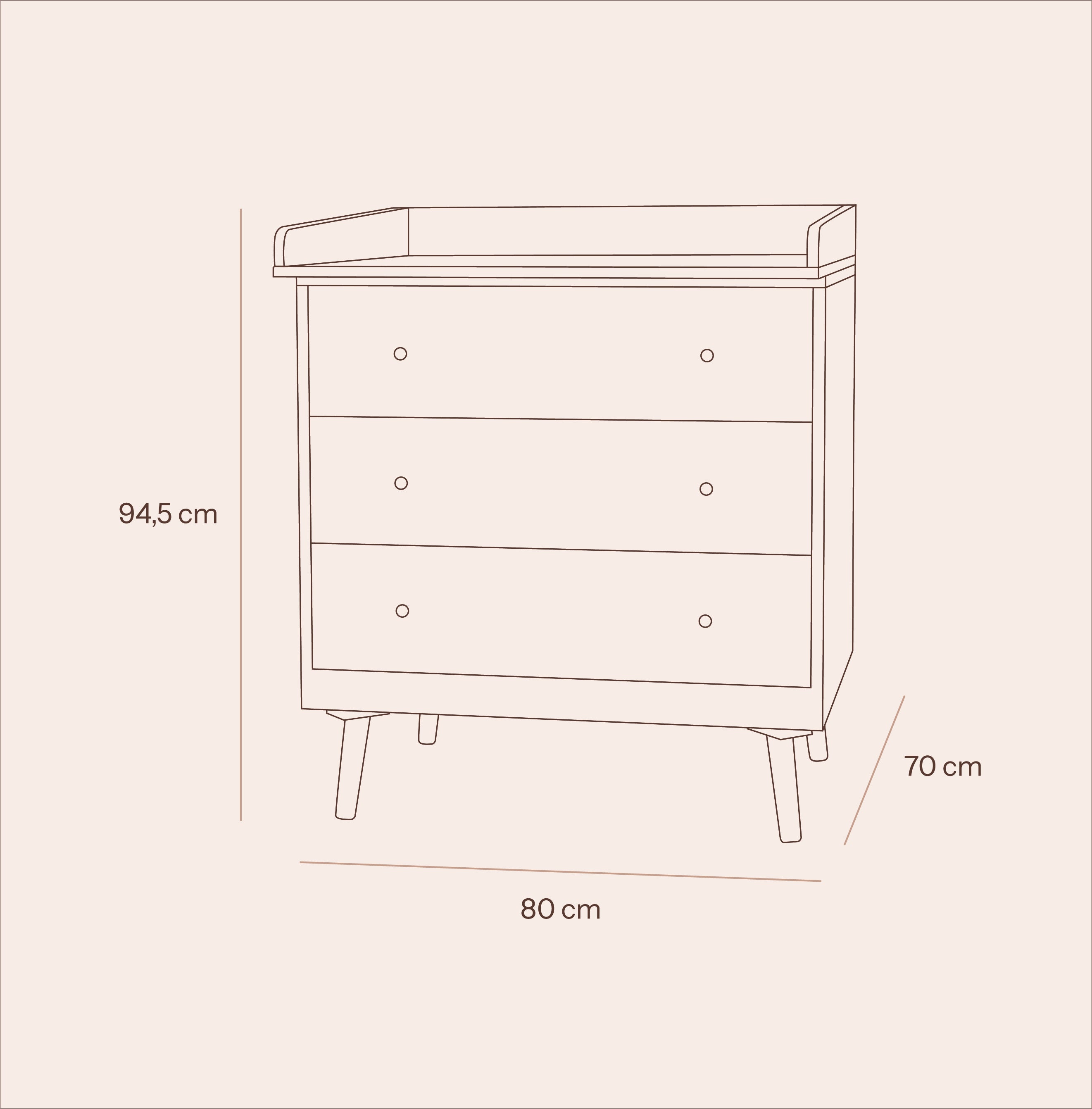 Babynohr puslebord med skuffer